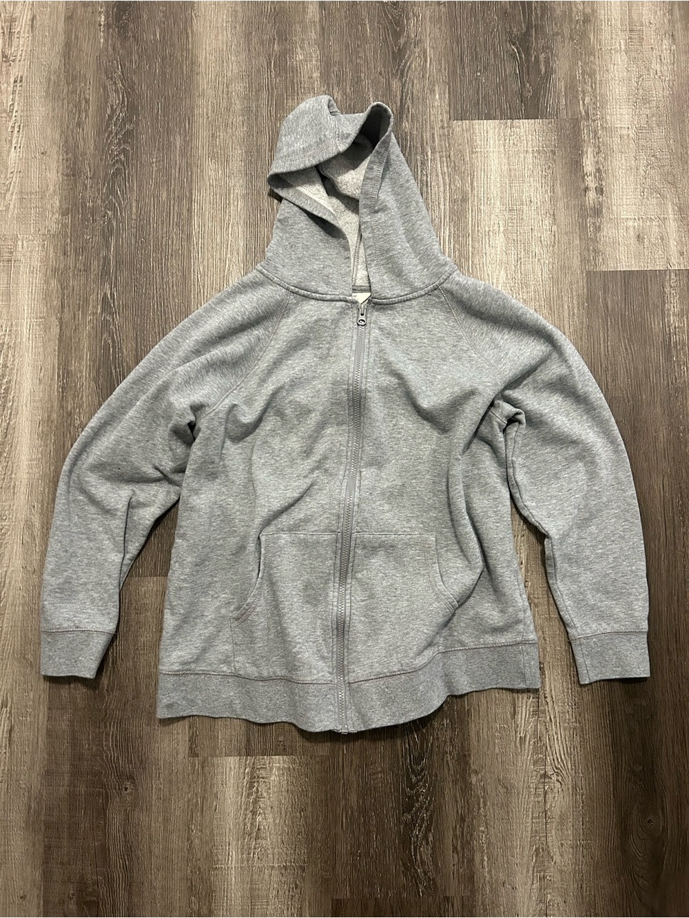 heather gray cozy fleece zip hoodie
